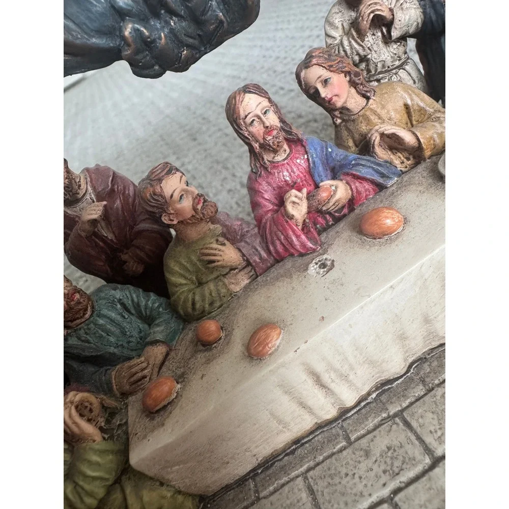 Vintage Last Supper Mantel‎ Clock Religious Tabletop Decor Cherub Angels